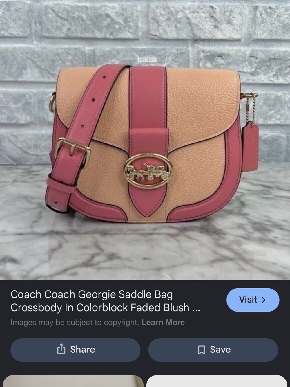 Coach Georgie Colorblock Saddle Crossbody in Blush and Rose